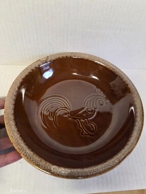 Vintage Hull Pottery House 'N Garden Brown Rooster Stoneware Salad Dish Bowl